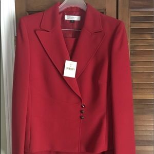 Red Tahari suit